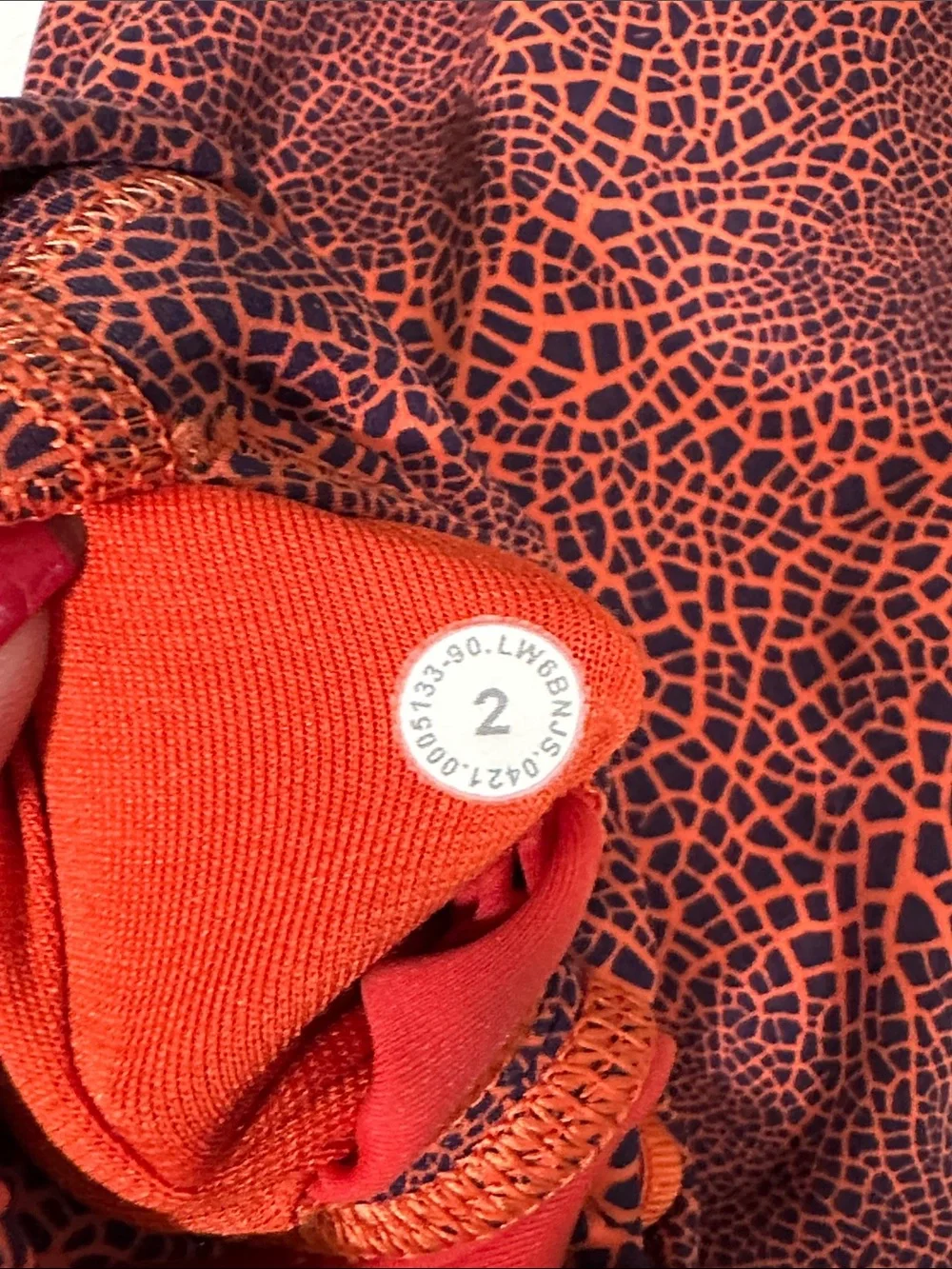 lululemon athletica Neon Orange and Navy Patterned 3/4 Leggings